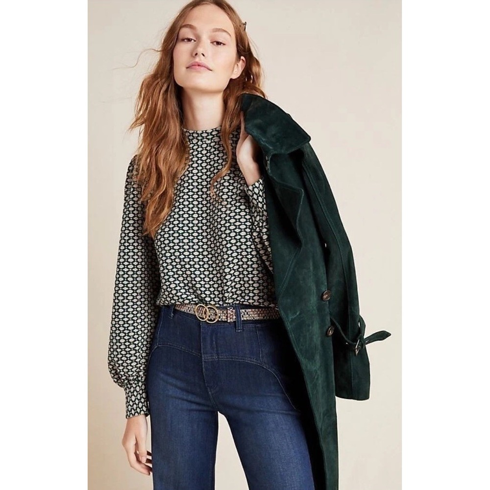Anthropologie MAEVE Shannon‎ Balloon-Sleeve Pullover Sweater Top Green Sz XS
